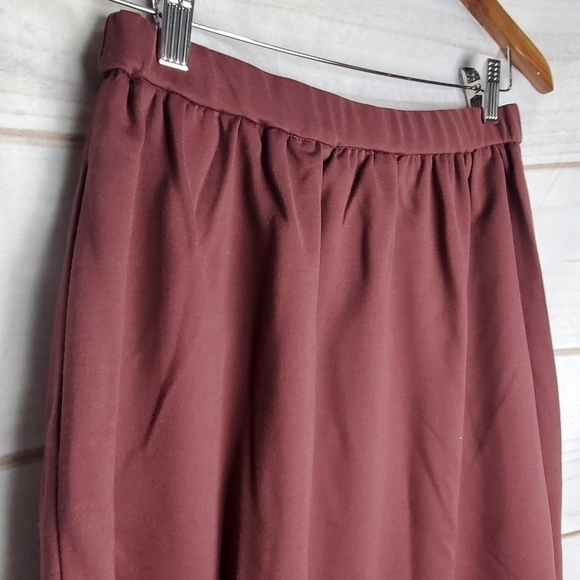 Vintage 80s Catalina Burgundy Pencil Elastic Waist Skirt With Pockets Size 12 - Picture 6 of 10